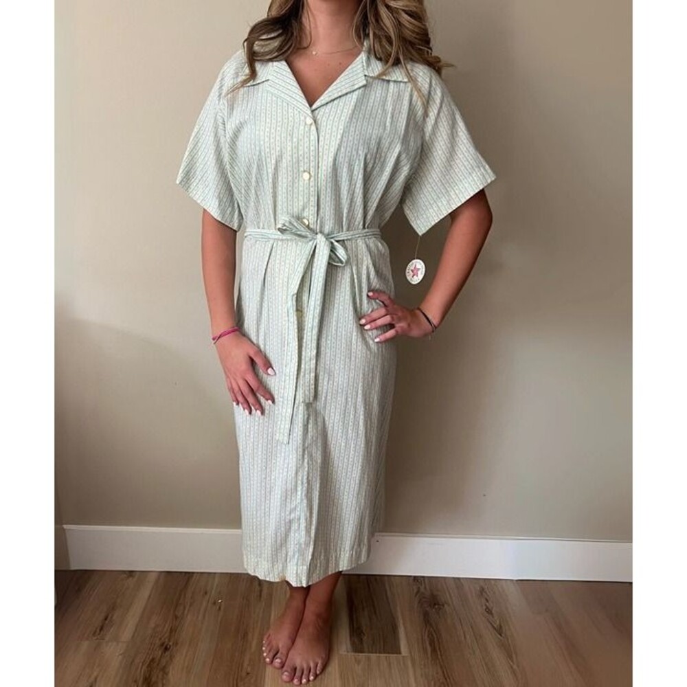 BNWT 1950s Deadstock Vintage Lightweight Tulip Print Cotton Shirt Dress sz 28.5